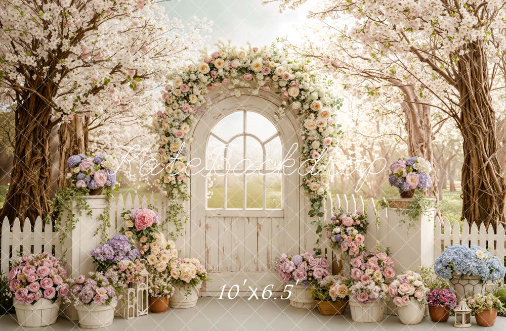 Kate Spring Garden Arch Gate Blossoms Fleece Backdrop Designed by Emstselch - Image 2
