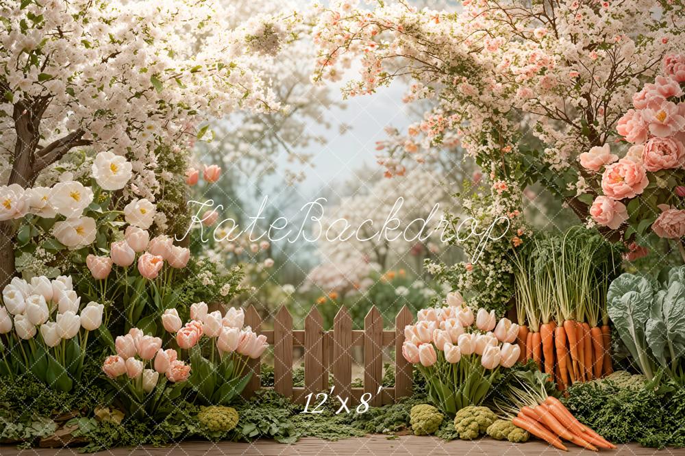 Kate Spring Garden Flowers Carrots Fleece Backdrop Designed by Emetselch - Image 6