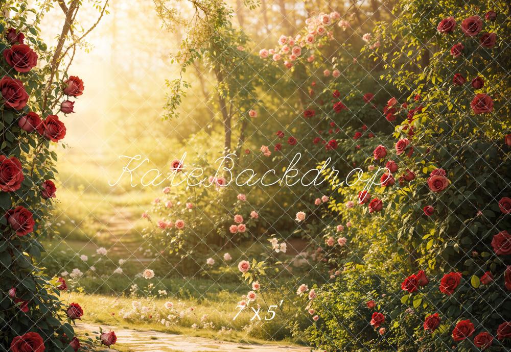Kate Spring Garden Rose Sunlight Backdrop Designed by Emetselch - Image 2