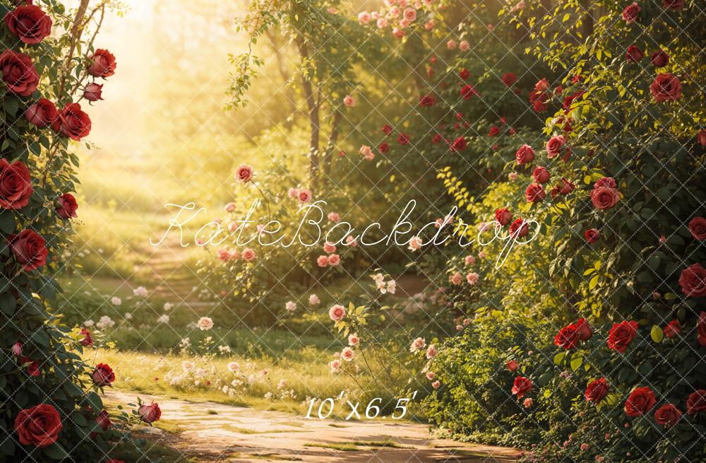 Kate Spring Garden Rose Sunlight Backdrop Designed by Emetselch - Image 5