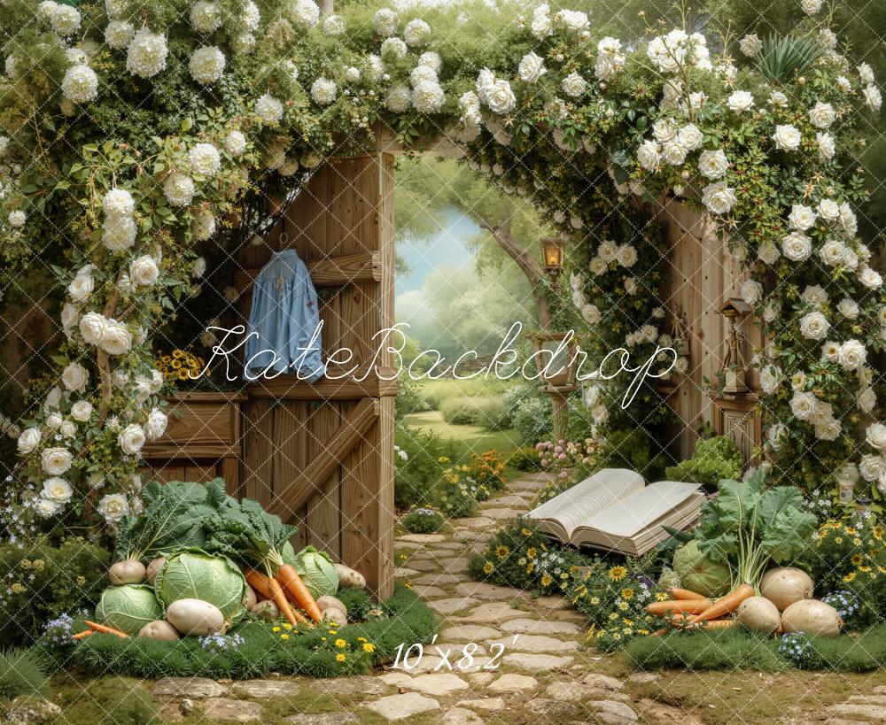 Kate Spring Garland Vegetables Fleece Backdrop Designed by Chain Photography - Image 3