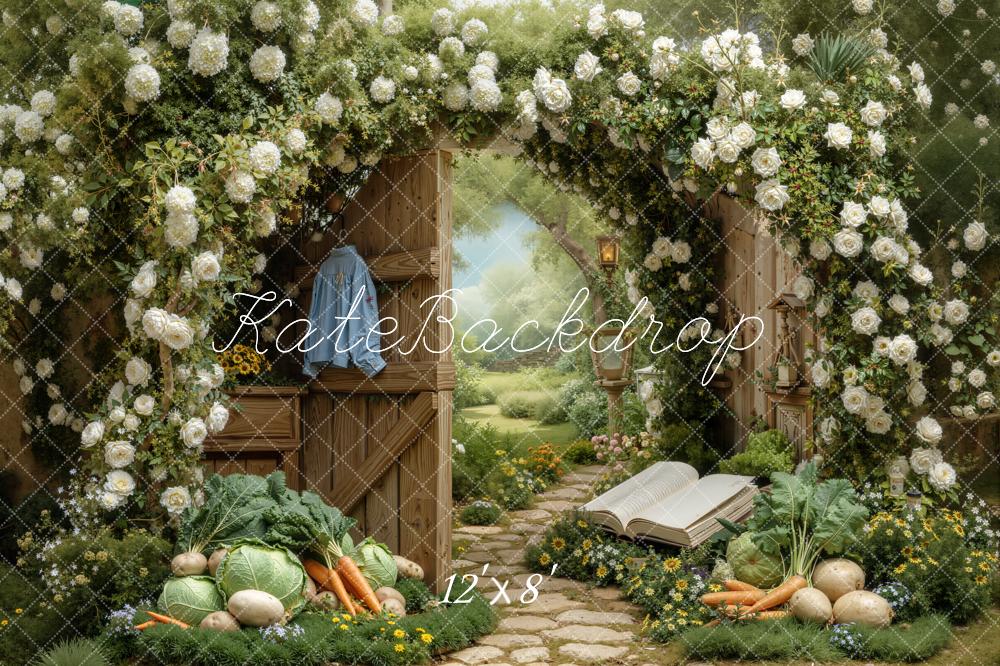 Kate Spring Garland Vegetables Fleece Backdrop Designed by Chain Photography - Image 4