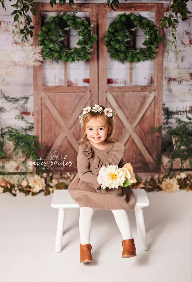 Kate Spring/Mother's day Green Plants Barn Door Backdrop Designed by Jia Chan Photography - Image 4