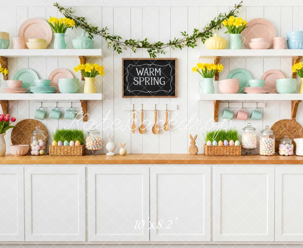 Kate Spring/Easter Kitchen Eggs Garland Fleece Backdrop Designed by Patty Robert - Image 3