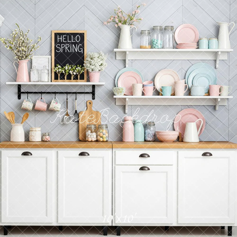 Kate Spring Kitchen Shelves Pastel Tableware Backdrop Designed by Patty Robert - Image 7
