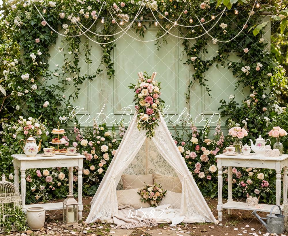 Kate Spring Lace Tent Garden Fleece Backdrop Designed by Patty Robert - Image 3