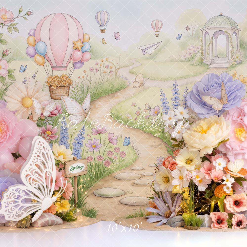 Kate Spring Pathway Hot Air Balloon Pastel Backdrop Designed by Emetselch - Image 7