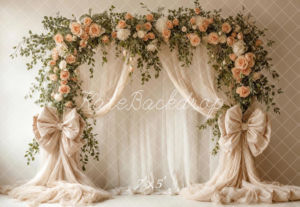 Kate Spring Peach Roses Arch Drapes Backdrop Designed by Emstselch - Image 2