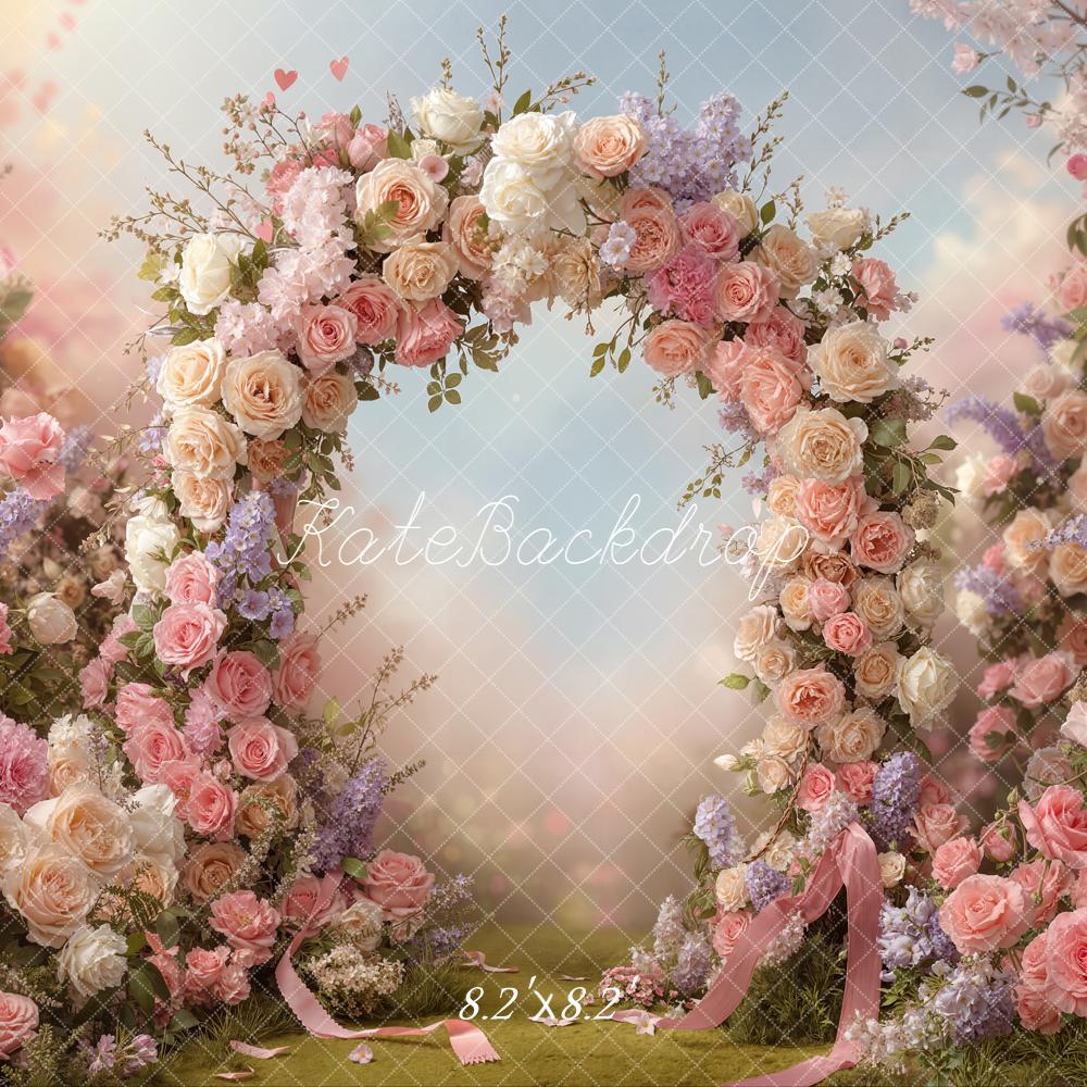 Kate Spring Pink Roses Arch Garden Backdrop Designed by Emstselch - Image 5