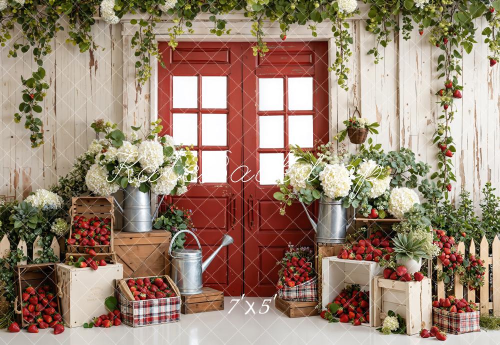 Kate Spring Red Door Strawberries Backdrop Designed by Emstselch