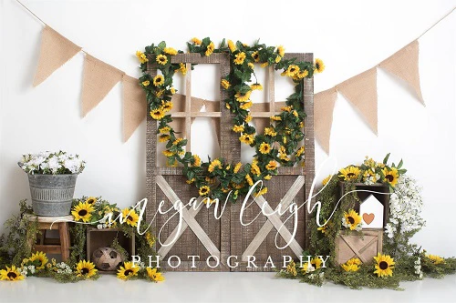 Kate Spring Sunflower Barn Door Decoration Backdrop Designed by Megan Leigh Photography - Image 2