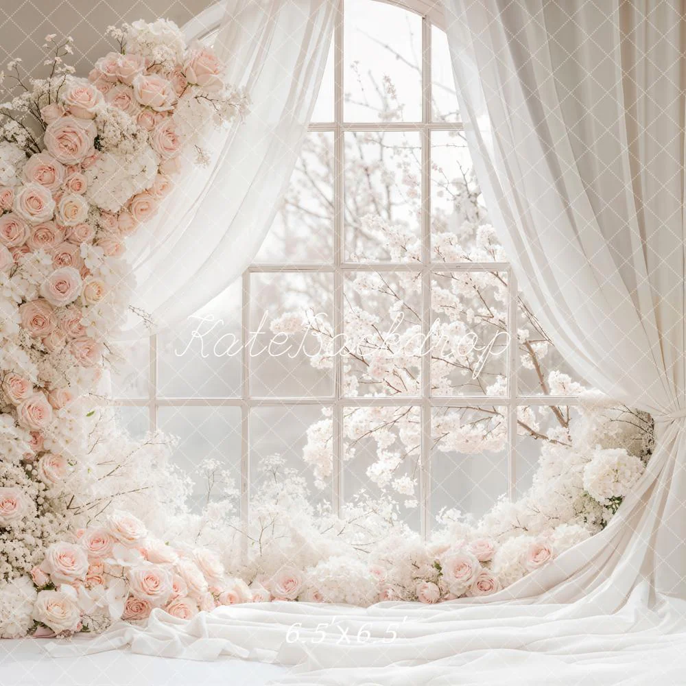 Kate Spring Window Blossoms Garland White Backdrop Designed by Emstselch - Image 4