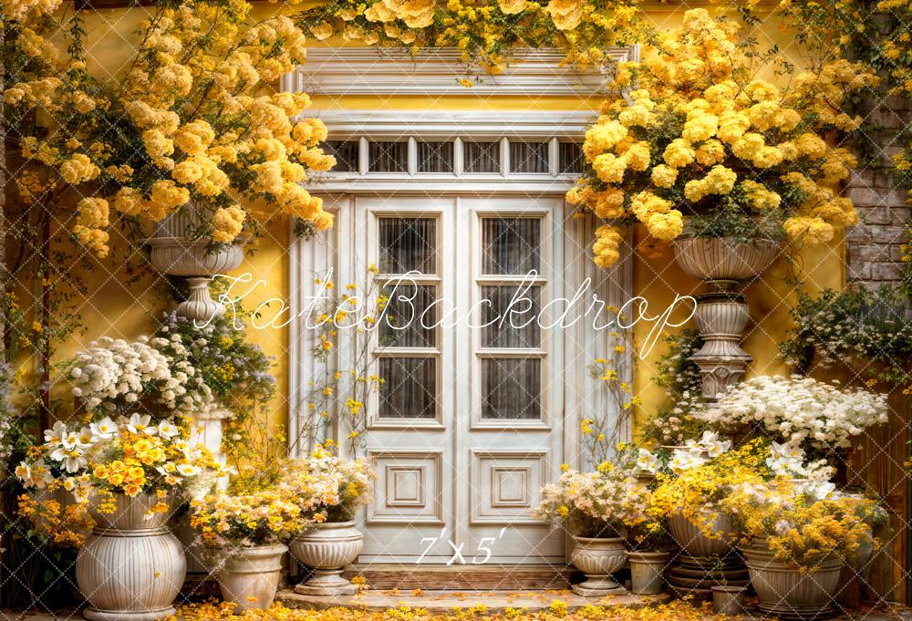 Kate Spring Yellow Flowers Door Backdrop Designed by Emetselch - Image 2