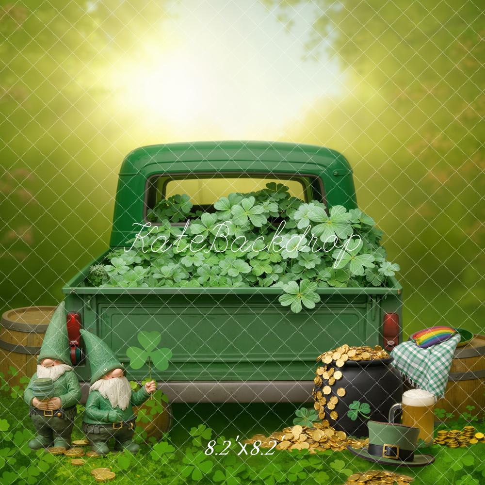 Kate St Patrick's Day Green Truck Shamrock Gnomes Backdrop Designed by Emetselch - Image 5