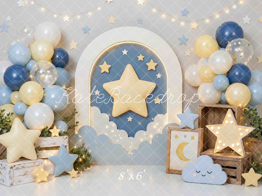 Kate Star Balloons Clouds Arch Blue Backdrop Designed by Mini MakeBelieve - Image 3