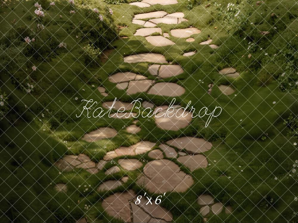 Kate Stone Path Green Grass Floor Fleece Backdrop Designed by Kate Image