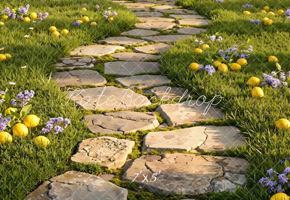 Kate Grass Stone Path Lemons Floor Backdrop Designed by Emetselch
