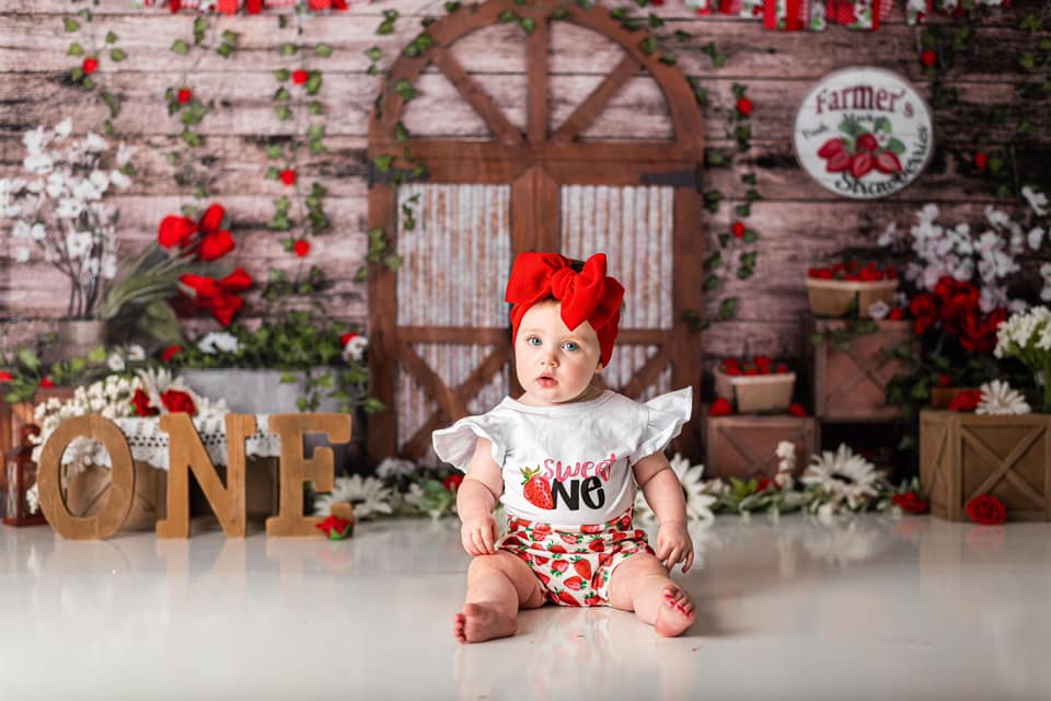 Kate Strawberry Baby Shower Flower Children Backdrop for Photography