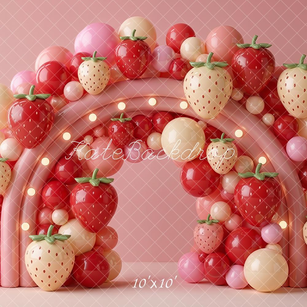 Kate Strawberry Balloon Arch Pastel Backdrop Designed by Emetselch - Image 7