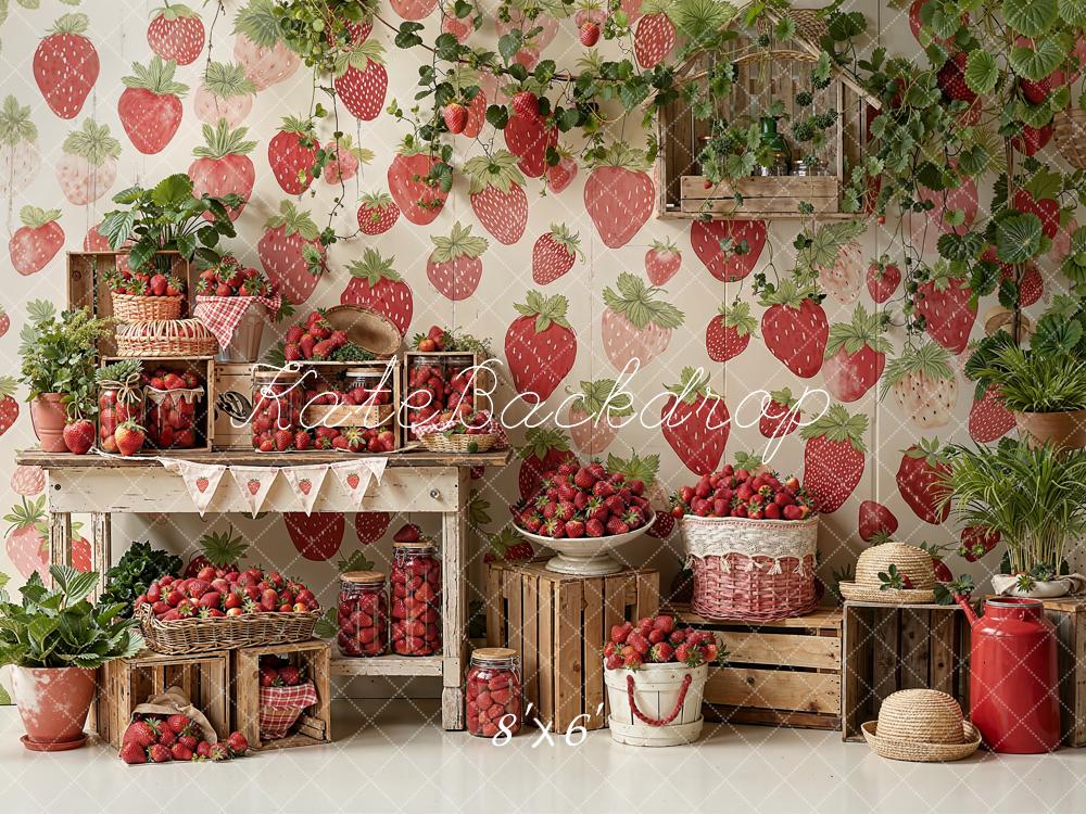 Kate Strawberry Crates Rustic Plants Backdrop Designed by Emetselch - Image 5