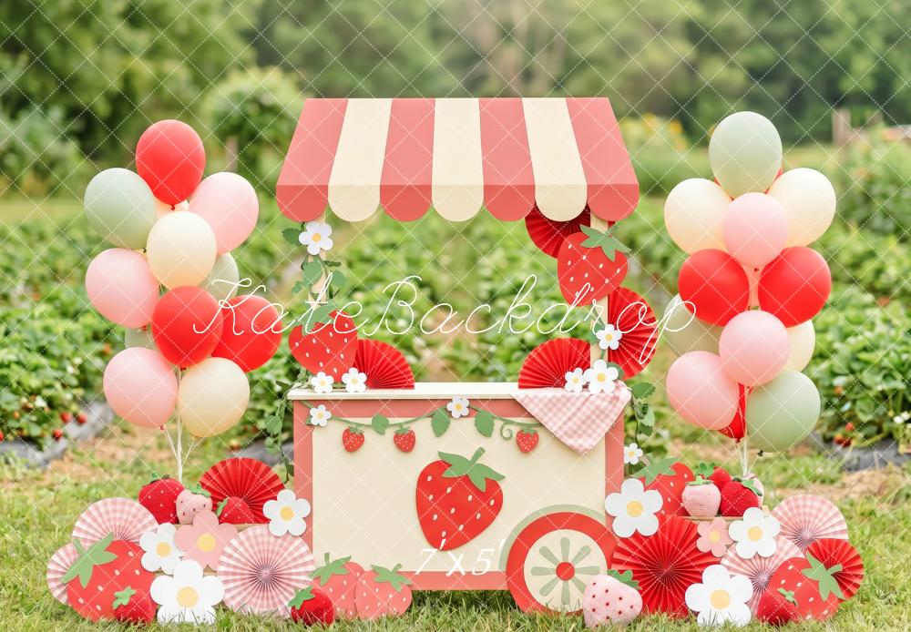 Kate Strawberry Stand Balloons Field Backdrop Designed by Patty Robert