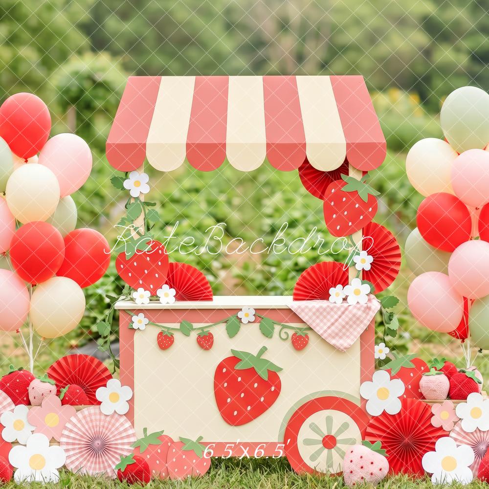 Kate Strawberry Stand Balloons Field Backdrop Designed by Patty Robert - Image 2