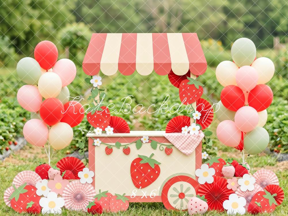 Kate Strawberry Stand Balloons Field Backdrop Designed by Patty Robert - Image 3