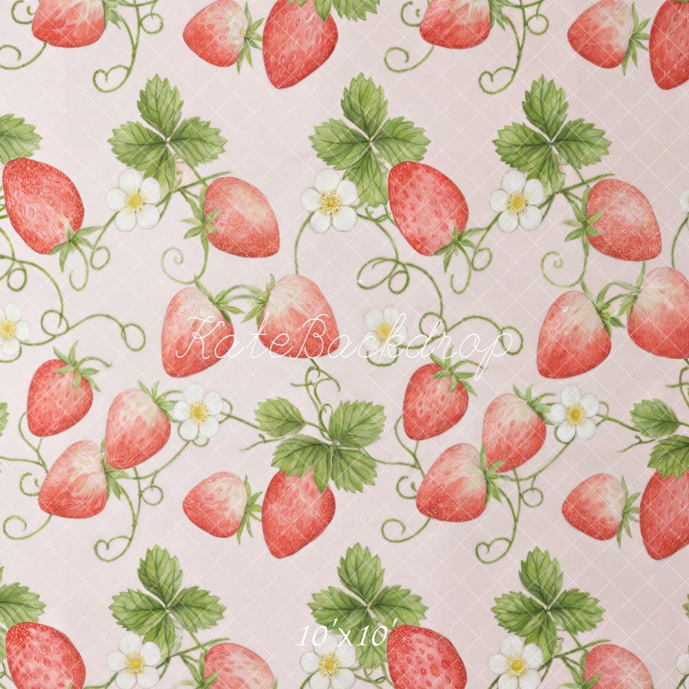 Kate Strawberry Vine Leaves Backdrop Designed by GQ - Image 7