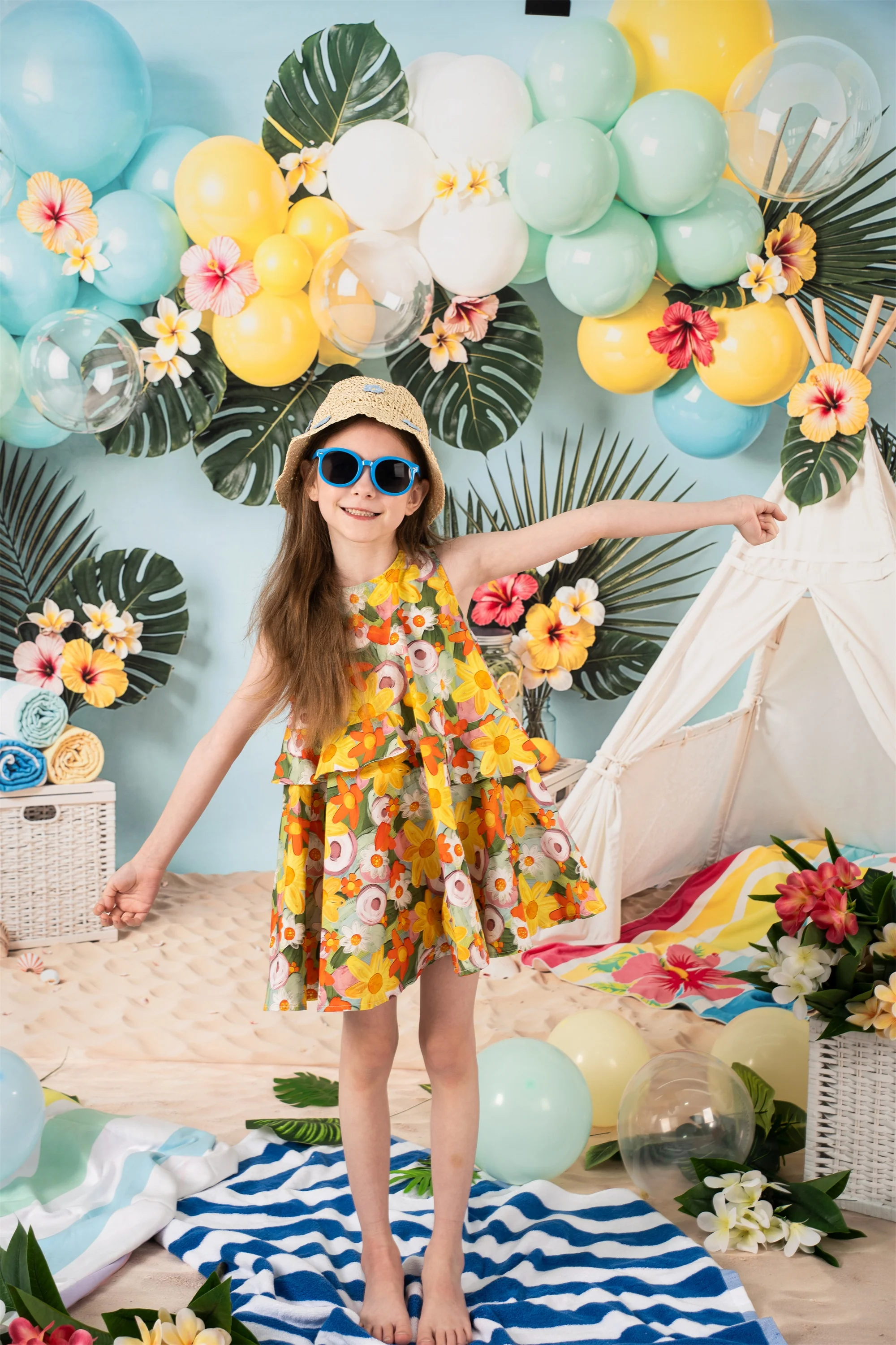 Kate Summer Balloons Tropical Tent Beach Backdrop Designed by Emetselch