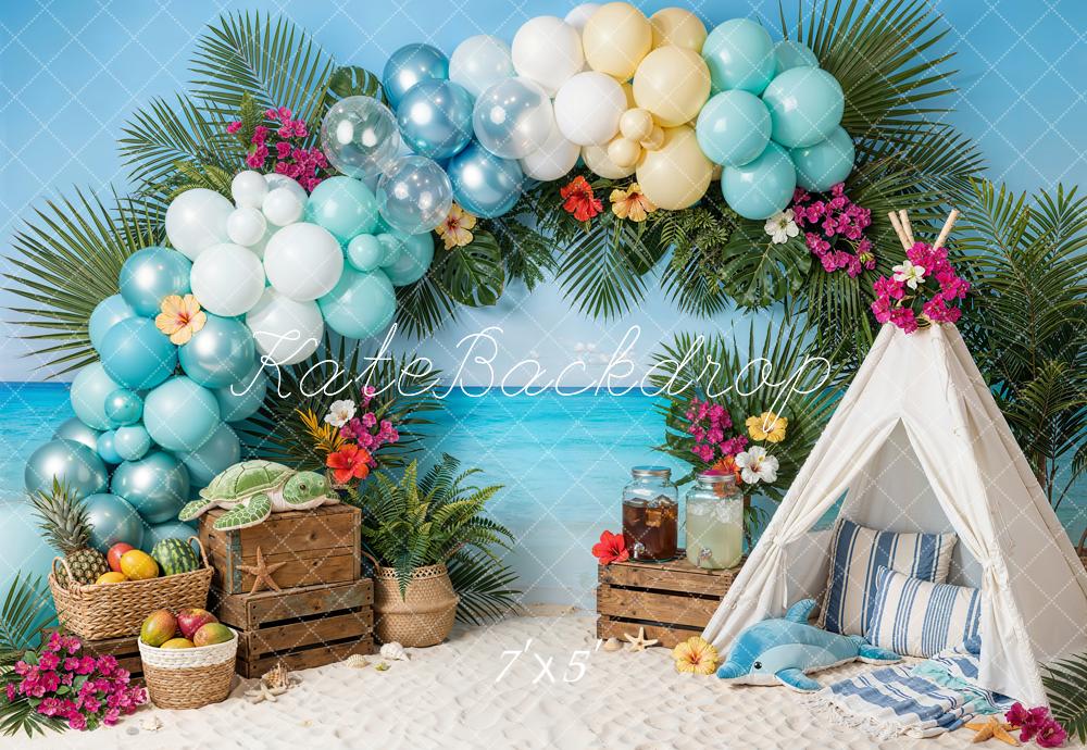 Kate Summer Beach Balloon Arch Picnic Backdrop Designed by Emetselch - Image 2