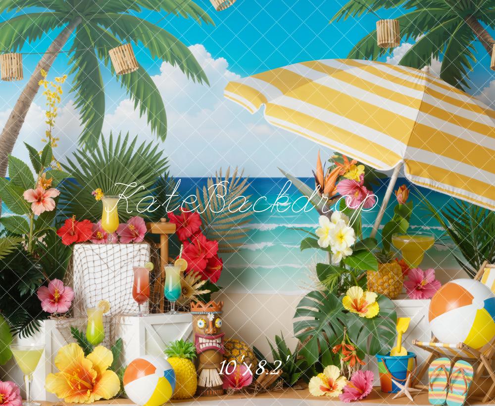 Kate Summer Beach Palm Trees Tropical Decor Backdrop Designed by Emetselch - Image 12