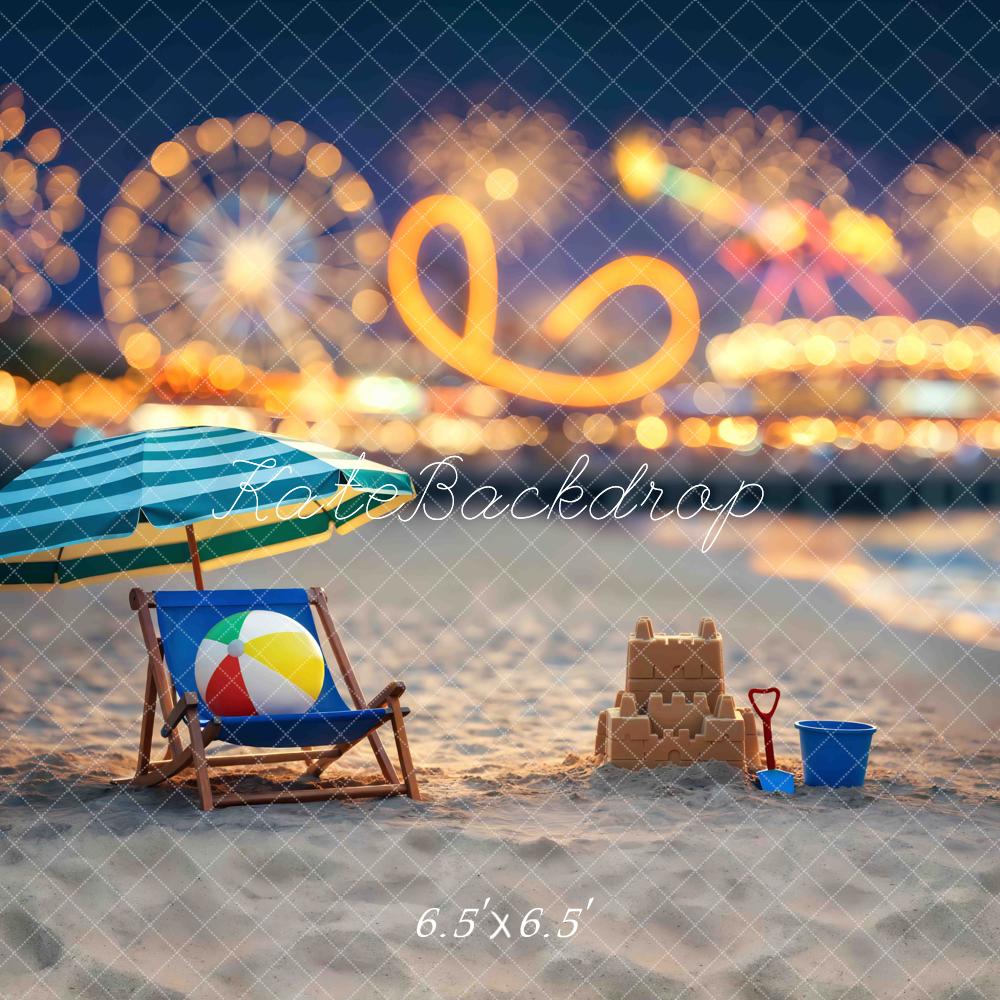 Kate Summer Beach Sandcastle Carnival Night Backdrop Designed by Mini MakeBelieve - Image 2