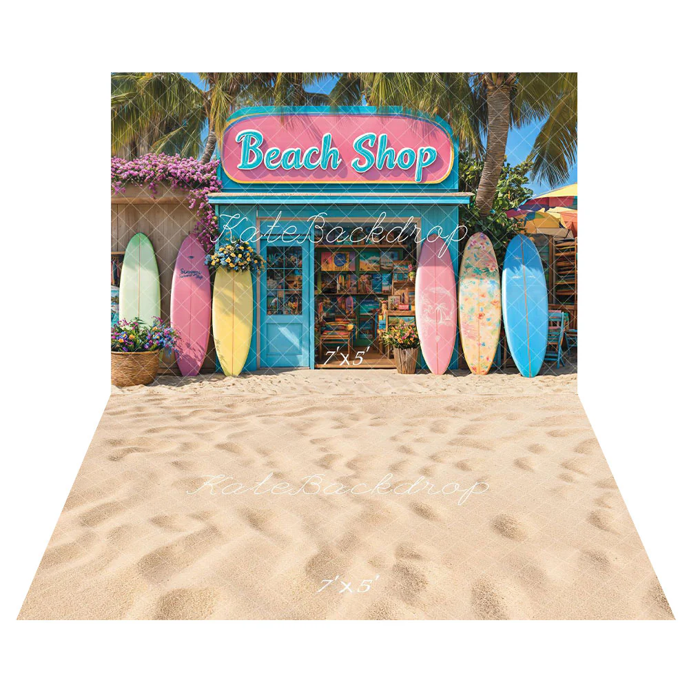 Kate Summer Beach Shop Surfboards Backdrop+Beach Sandy Floor Backdrop