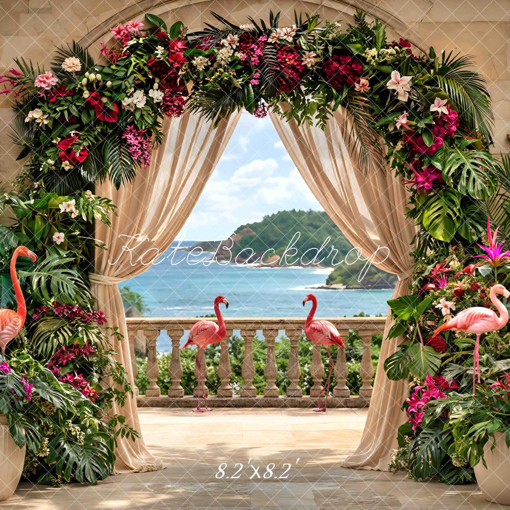Kate Summer Flamingos Ocean Terrace Backdrop Designed by Mini MakeBelieve - Image 5