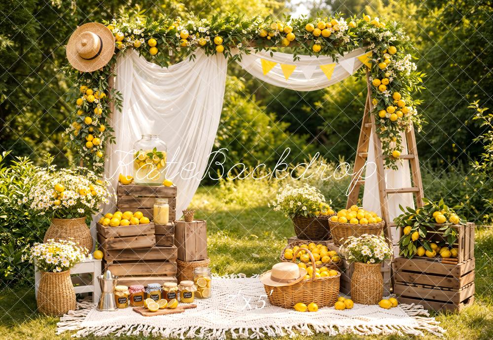 Kate Summer Lemon Arch Picnic Scene Backdrop Designed by Emetselch - Image 2