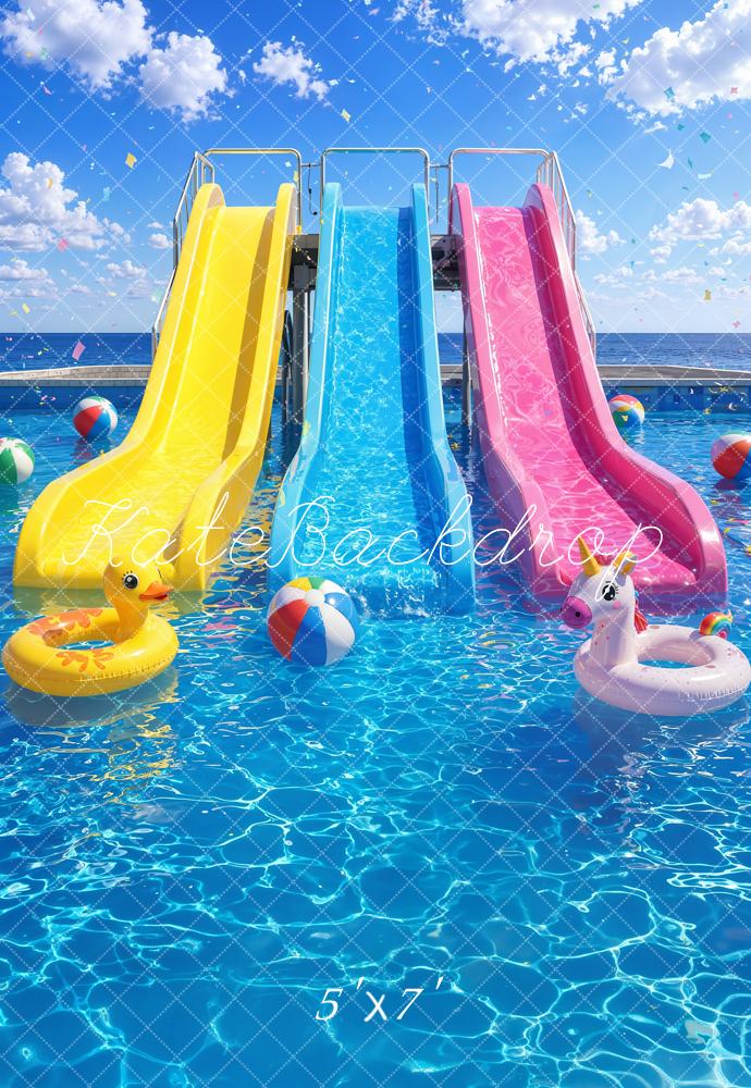 Kate Summer Pool Slides Beach Balls Backdrop Designed by Emetselch
