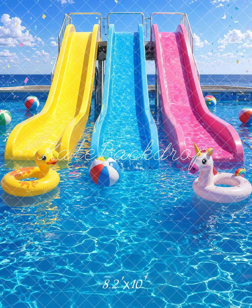 Kate Summer Pool Slides Beach Balls Backdrop Designed by Emetselch - Image 6