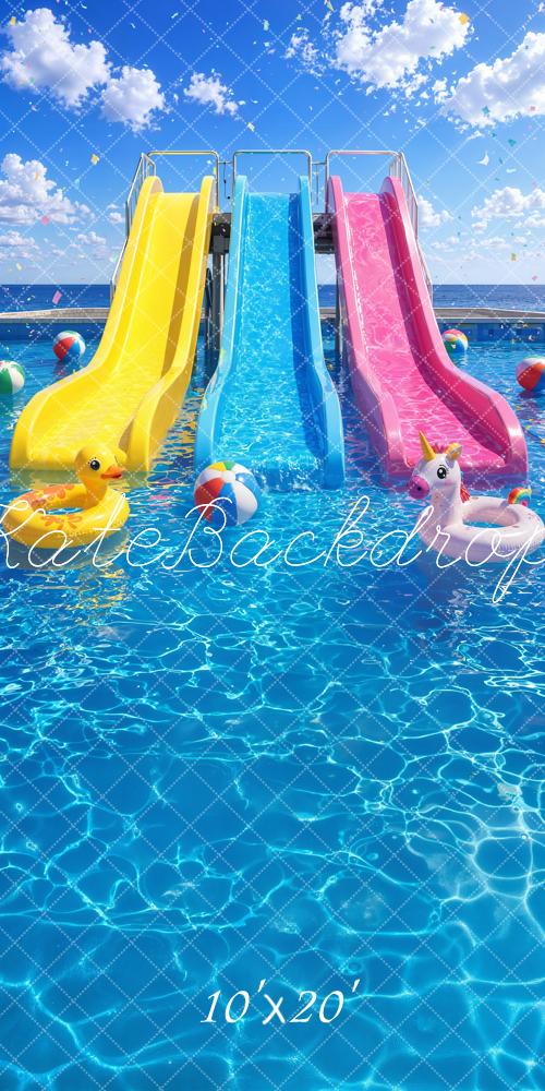 Kate Summer Pool Slides Beach Balls Backdrop Designed by Emetselch - Image 8