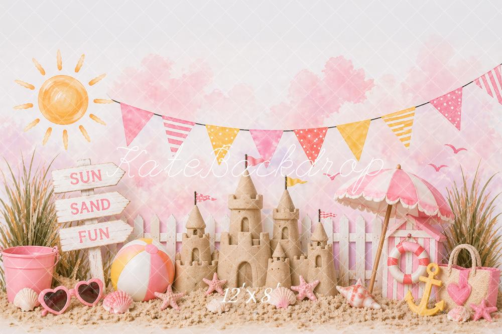 Kate Summer Sandcastle Pink Bunting Backdrop Designed by Caitlin Lynch - Image 8