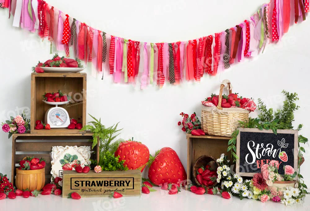 Kate Summer Strawberry Cake Smash Backdrop Designed by Emetselch