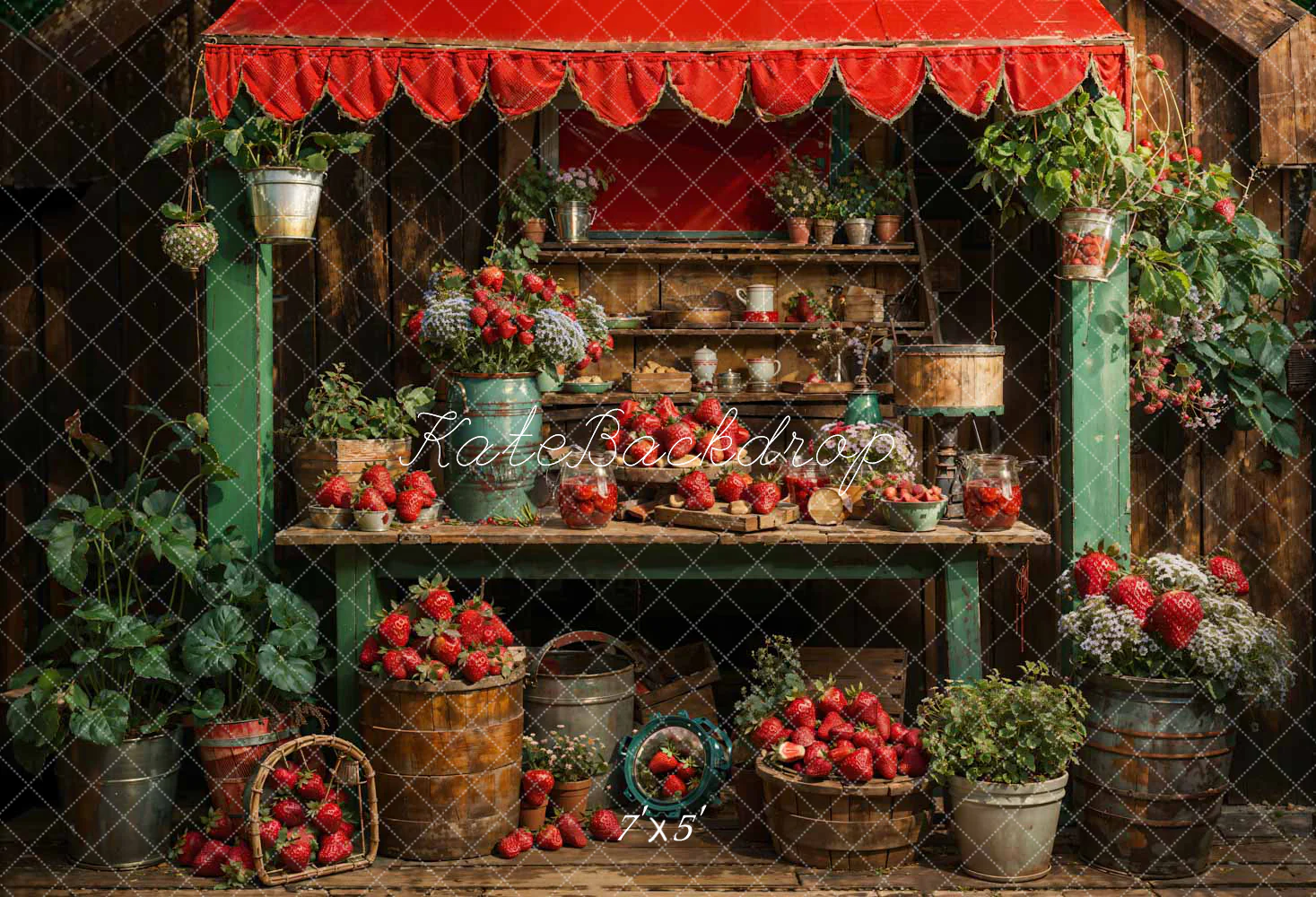 Kate Summer Strawberry Room Backdrop Designed by Chain Photography