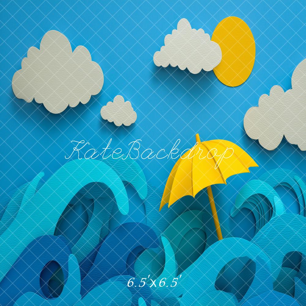Kate Summer Sun Clouds Blue Waves Backdrop Designed by Angela Marie Photography - Image 2