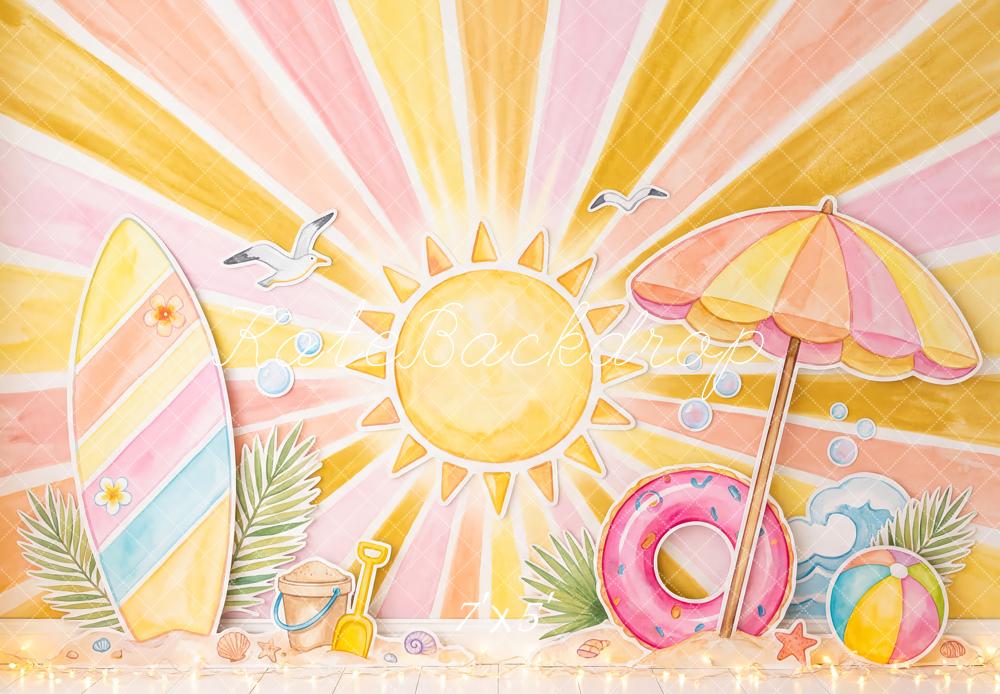Kate Summer Sun Surfboard Umbrella Float Backdrop Designed by Patty Robert