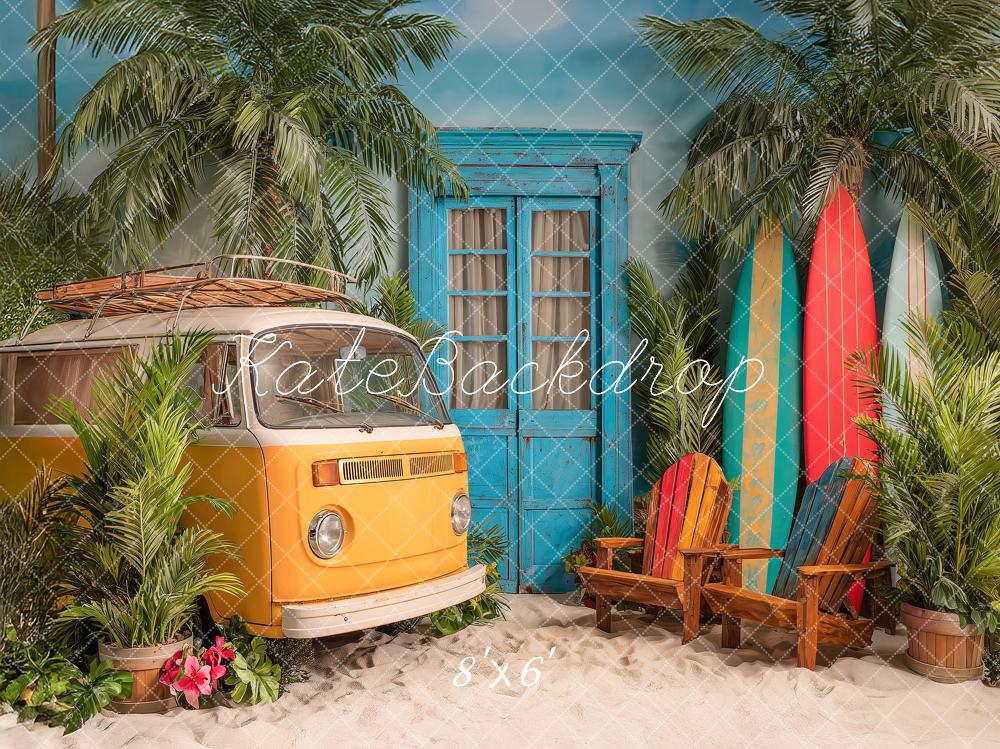 Kate Summer Surf Van Surfboards Palm Trees Backdrop Designed by Angela Marie Photography - Image 3