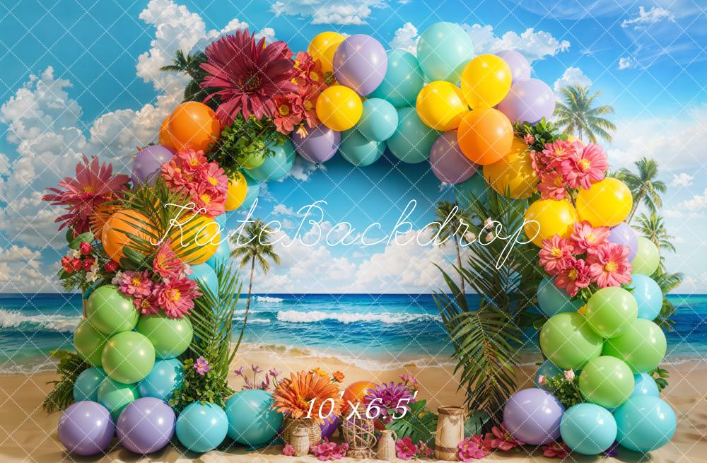 Kate Summer Tropical Beach Balloon Arch Backdrop Designed by Emetselch