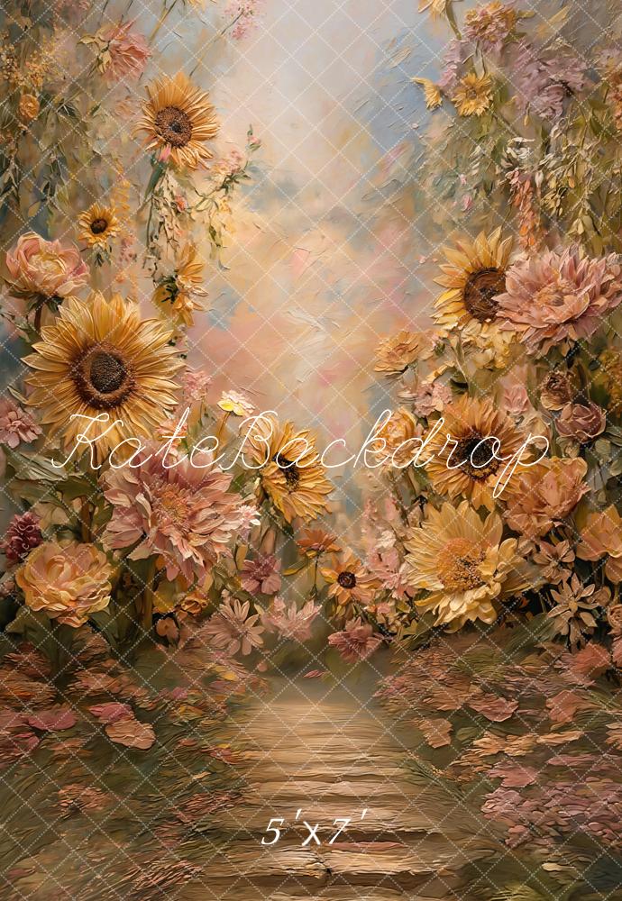 Kate Sunflower Floral Pathway Pastel Backdrop Designed by GQ