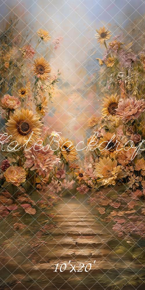 Kate Sunflower Floral Pathway Pastel Backdrop Designed by GQ - Image 8