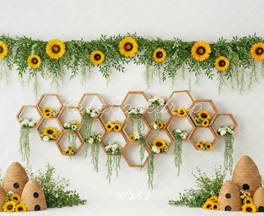 Kate Spring Sunflower Honeycomb Beehive Greenery Backdrop Designed by Patty Robert - Image 8