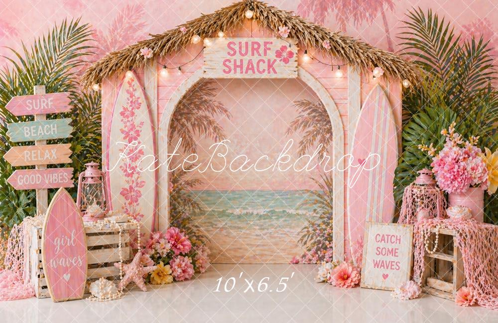 Kate Summer Surf Shack Pink Tropical Surfboards Backdrop Designed by Caitlin Lynch - Image 4