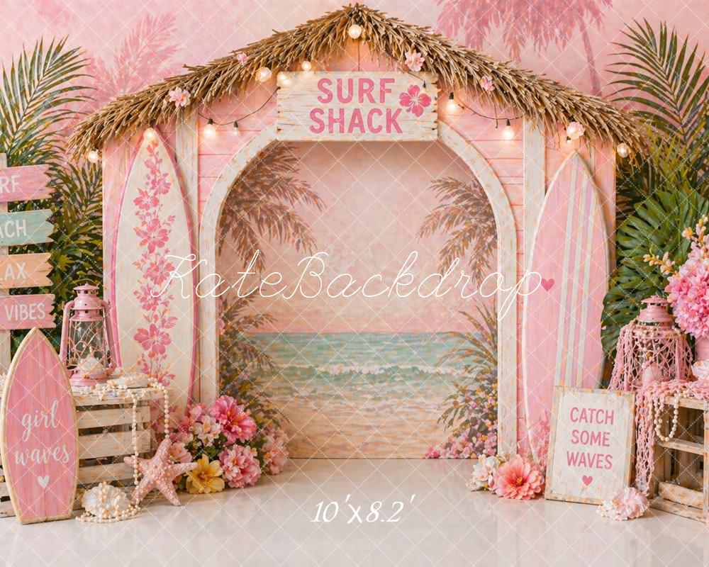 Kate Summer Surf Shack Pink Tropical Surfboards Backdrop Designed by Caitlin Lynch - Image 6